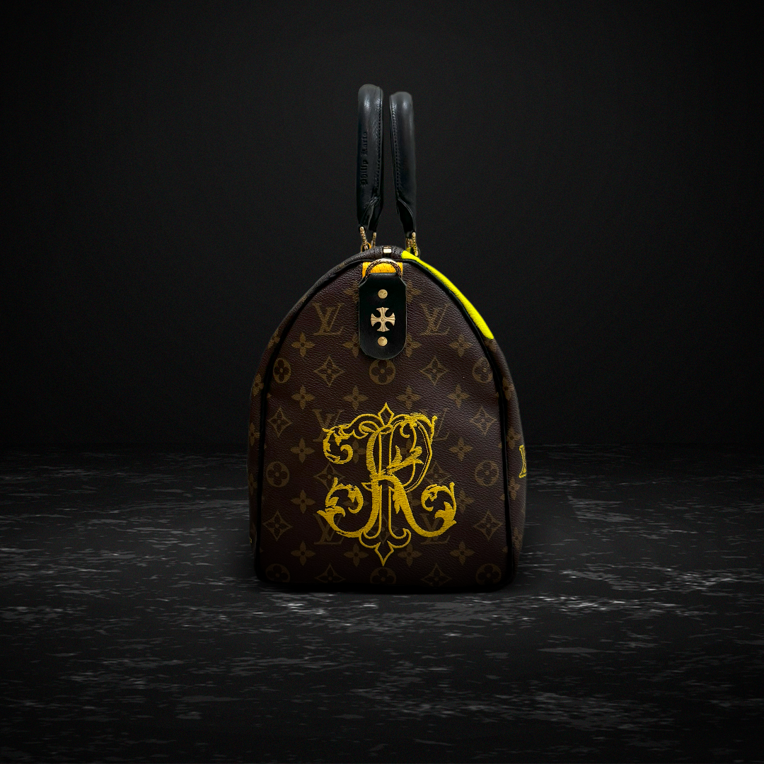 Art is Freedom Yellow- Vintage Louis Vuitton Upcycled & Hand-Painted Philip Karto