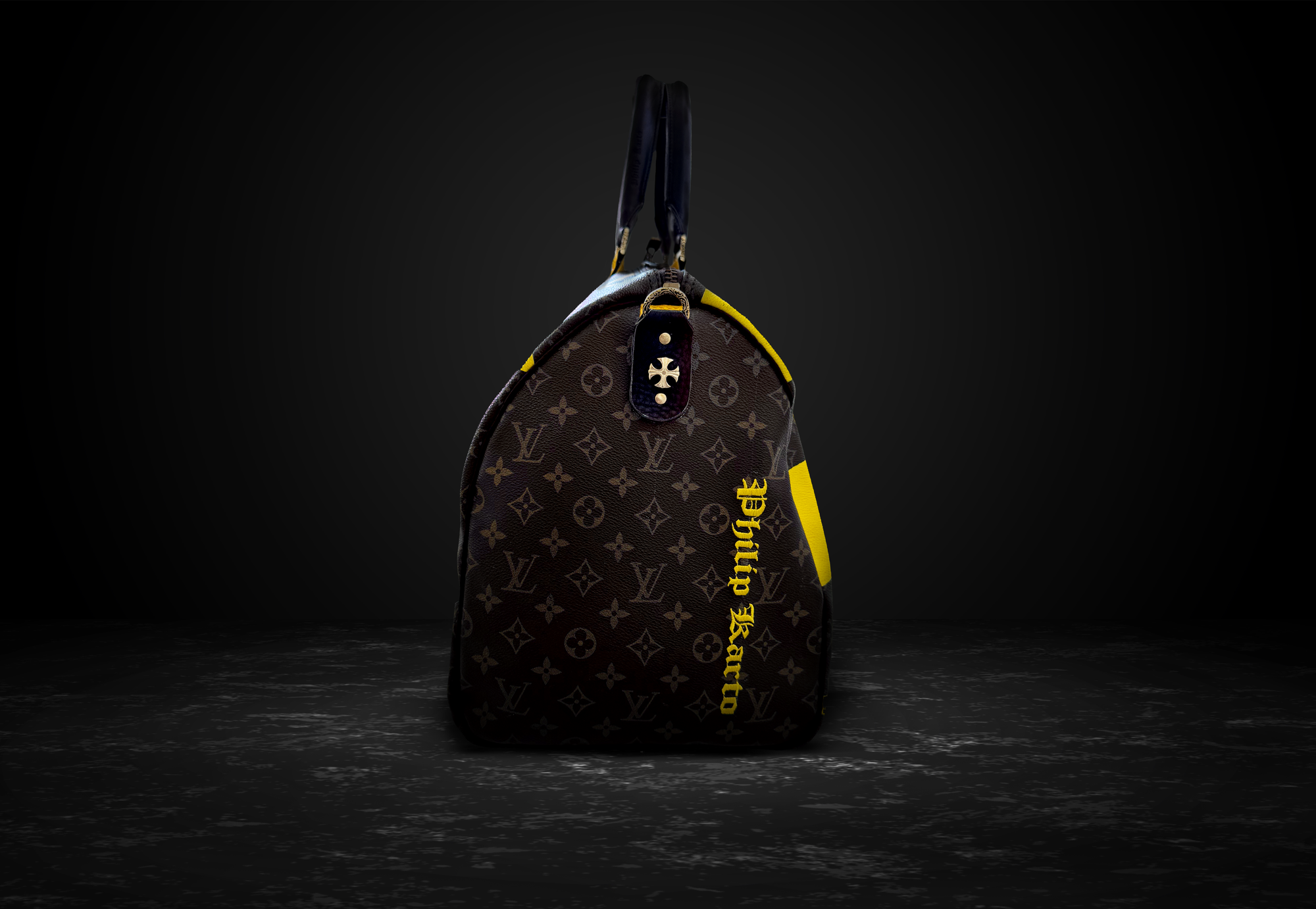 PK Square Yellow – Vintage Louis Vuitton|Upcycled & Hand-Painted by Philip Karto