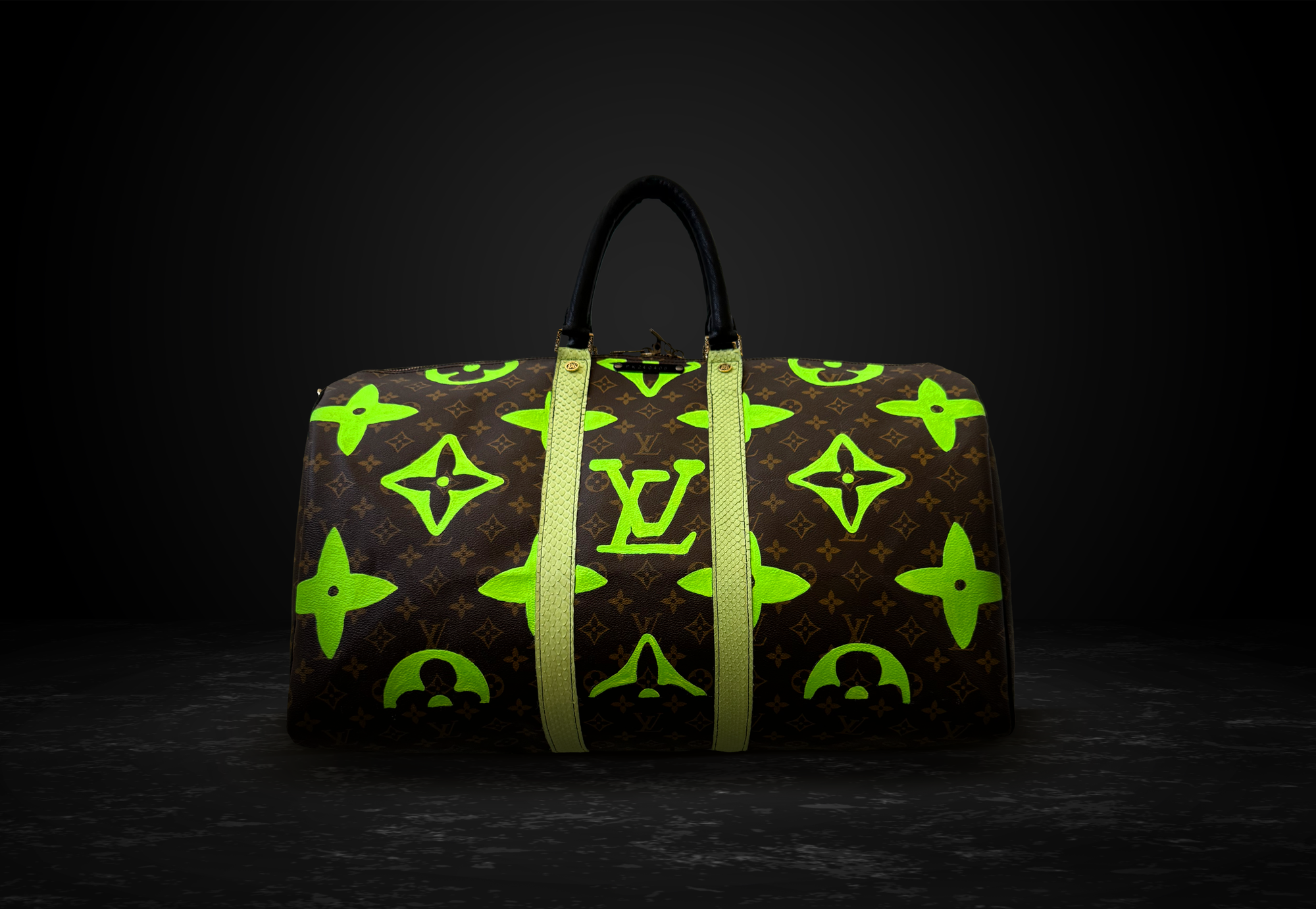 PK Square Green- Vintage Louis Vuitton|Upcycled & Hand-Painted by Philip Karto