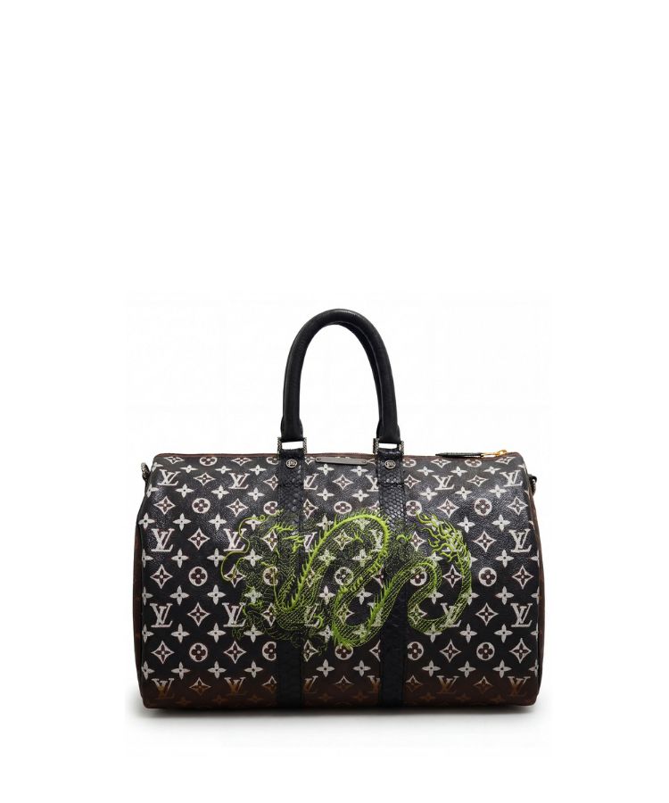 Hand-Painted Louis Vuitton Speedy, Kaki Dragon Edition