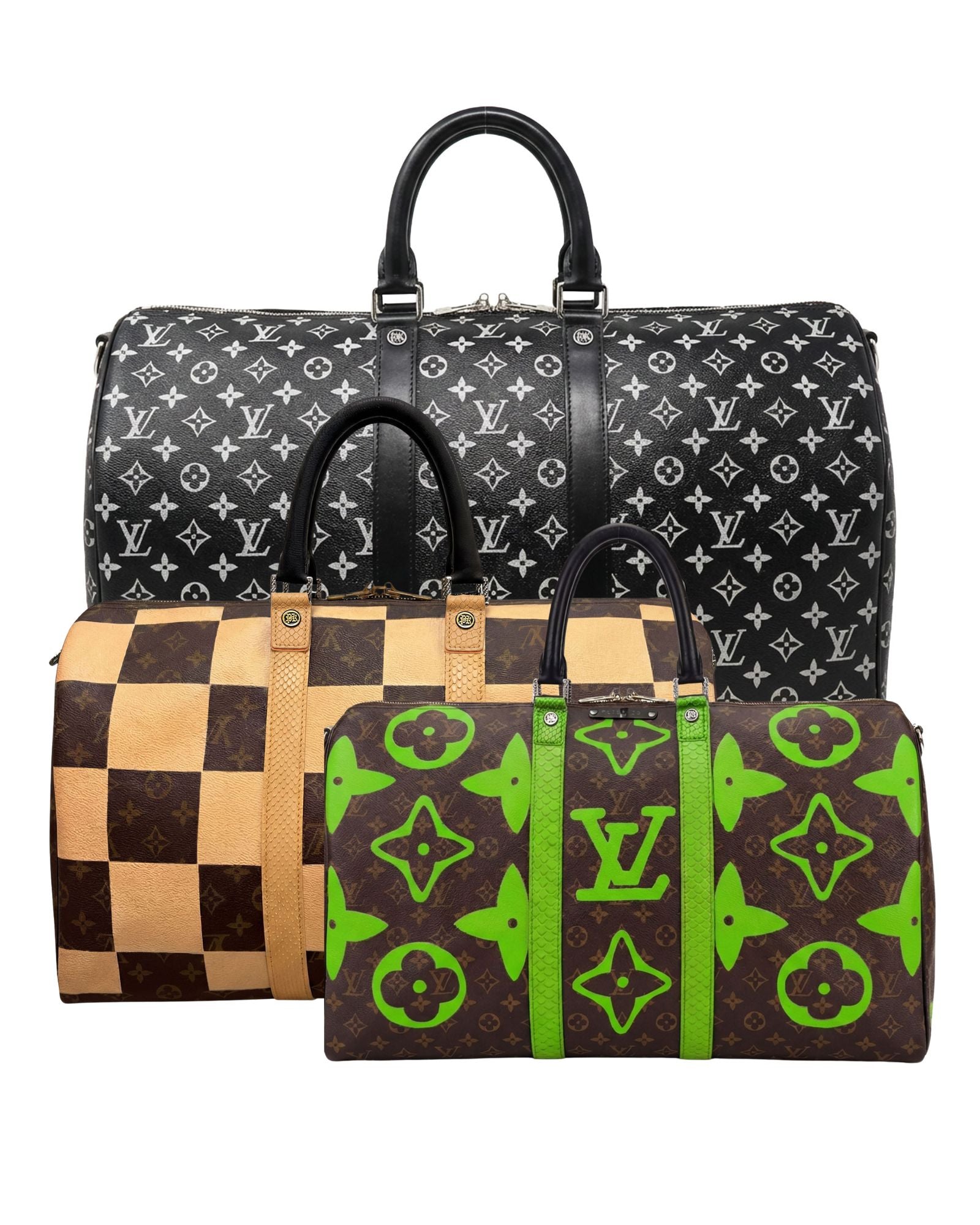 PK.03 LV Keepall Simple Black, Square Beige and Stars green in 3 different sizes, 45, 50 and 55 by Philip Karto