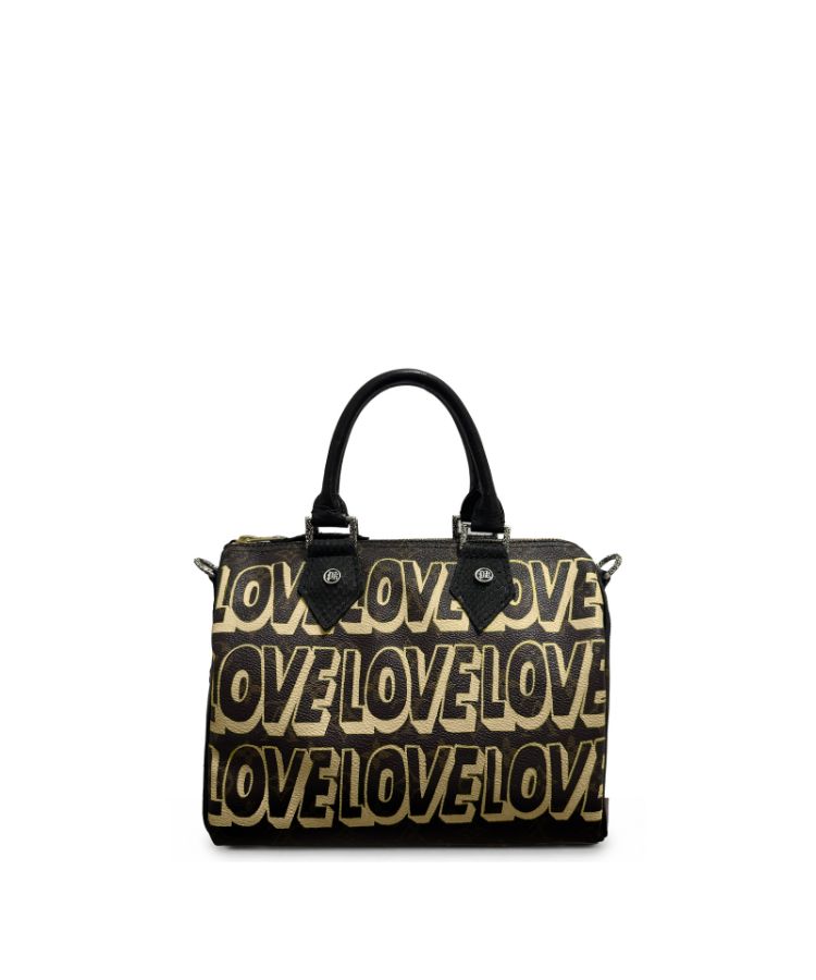 Philip Karto PK.03 LOVE Speedy bag in beige, hand-painted on vintage Louis Vuitton monogram canvas