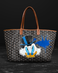 Embroidered hand painted Goyardine Saint Louis PM blue tote