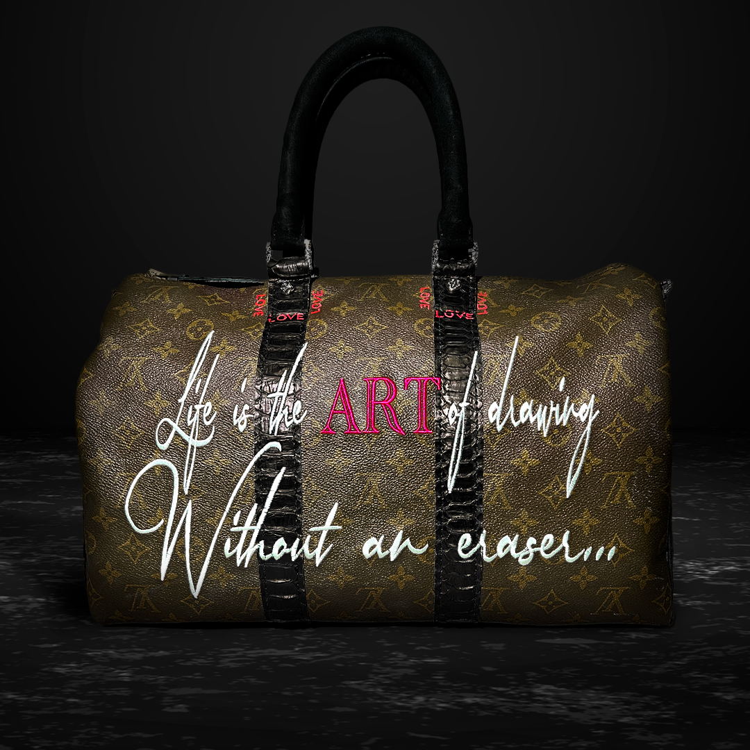 Light and supple Flamingo Louis Vuitton Keepall 55 with adjustable strap