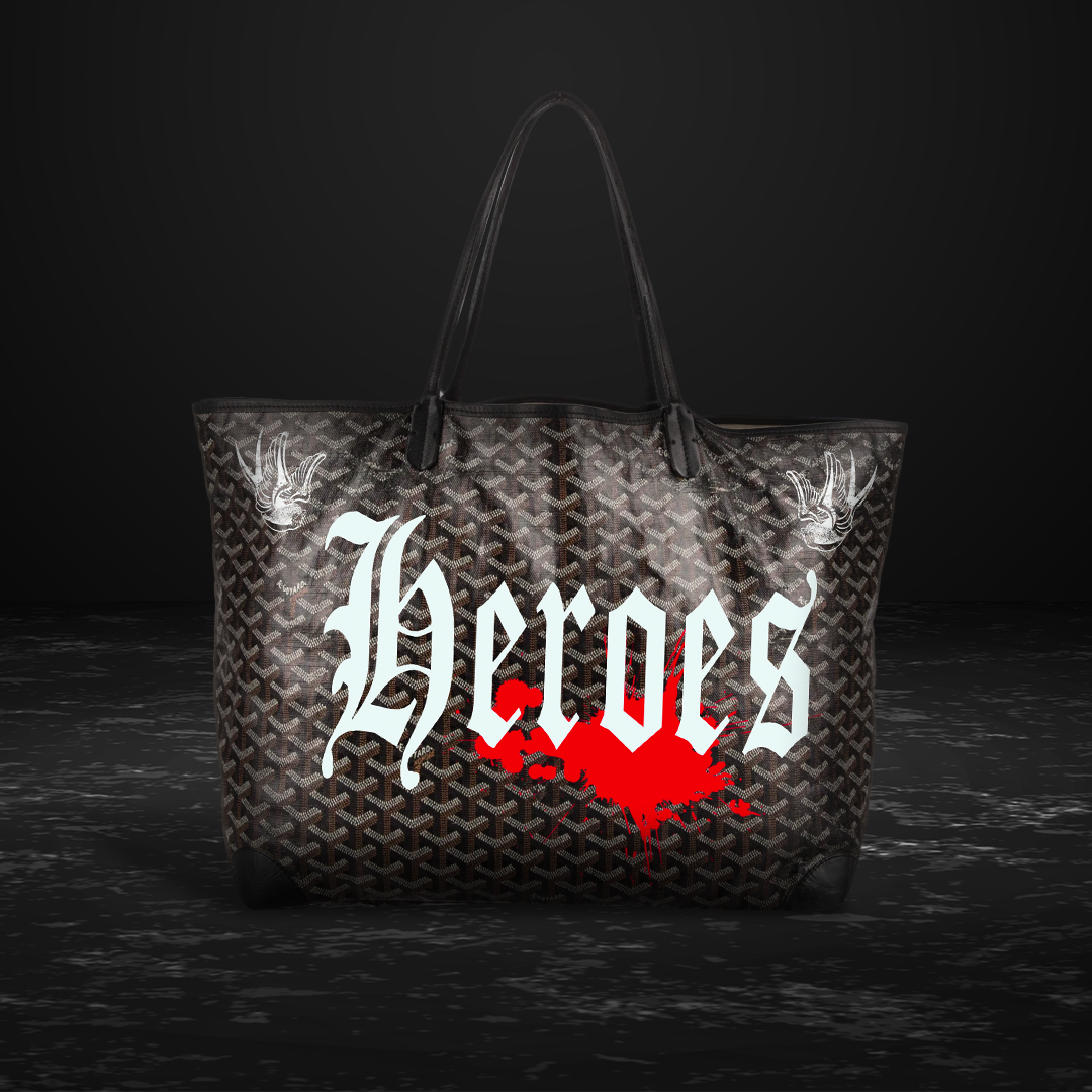 Goyard Saint Louis PM black canvas tote with leather trim and pouch
