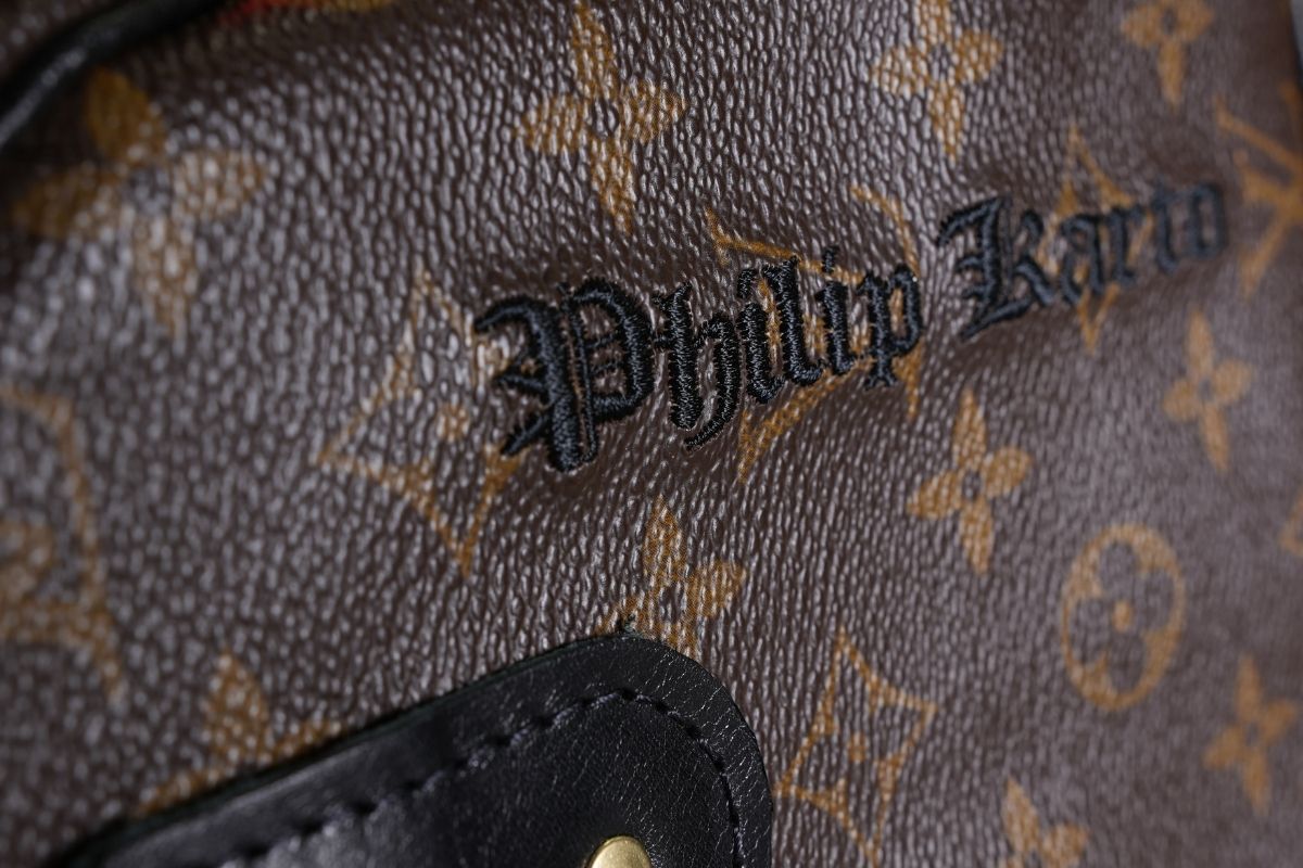 Philip Karto signature embroidered on a vintage Louis Vuitton monogram canvas bag