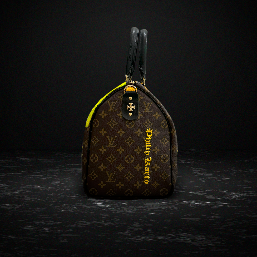 Yellow Louis Vuitton Keepall 55 travel bag Art is Freedom