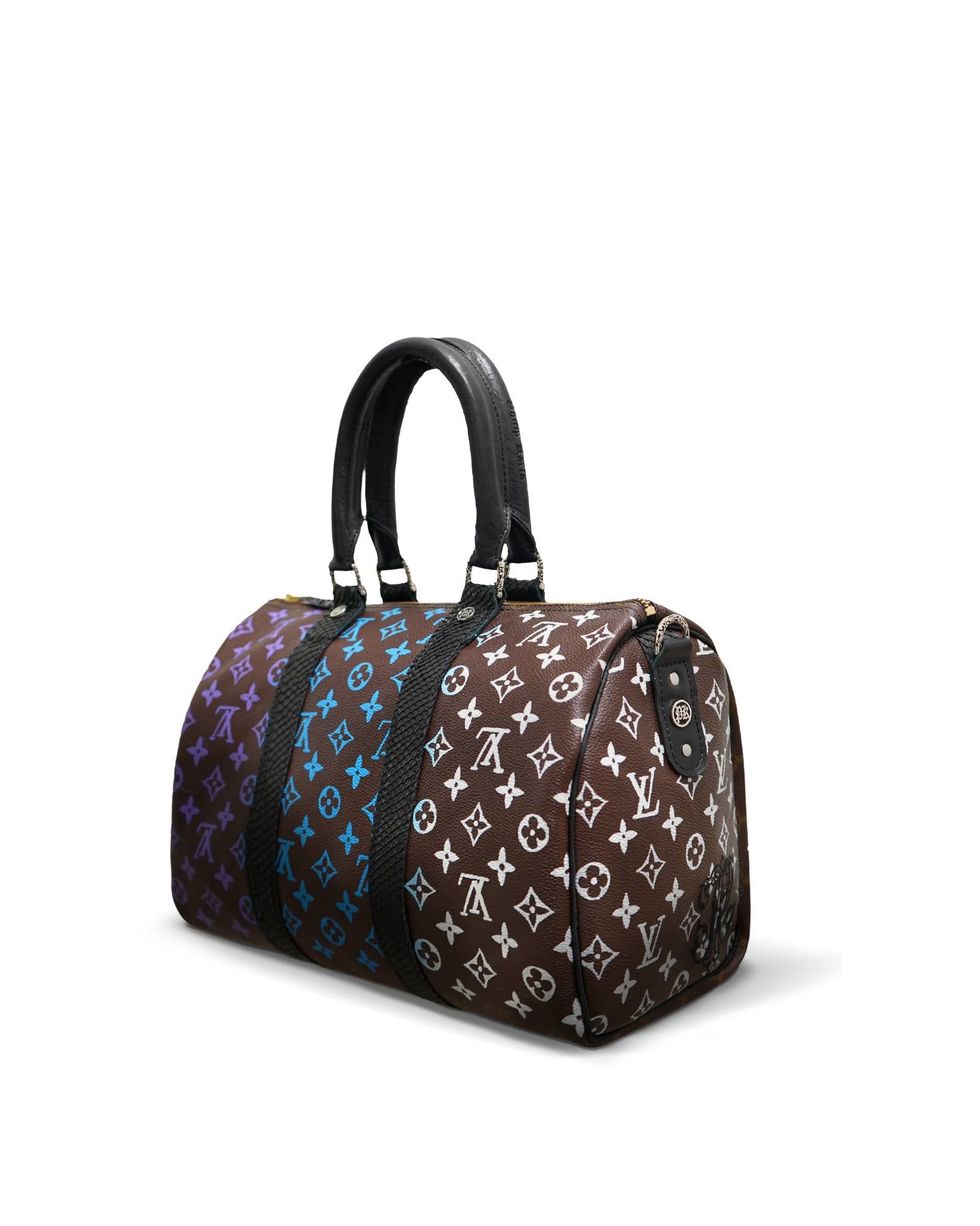 Philip Karto PK.02 Rainbow Speedy bag hand-painted on vintage Louis Vuitton monogram canvas, multicolor rainbow edition, white side view