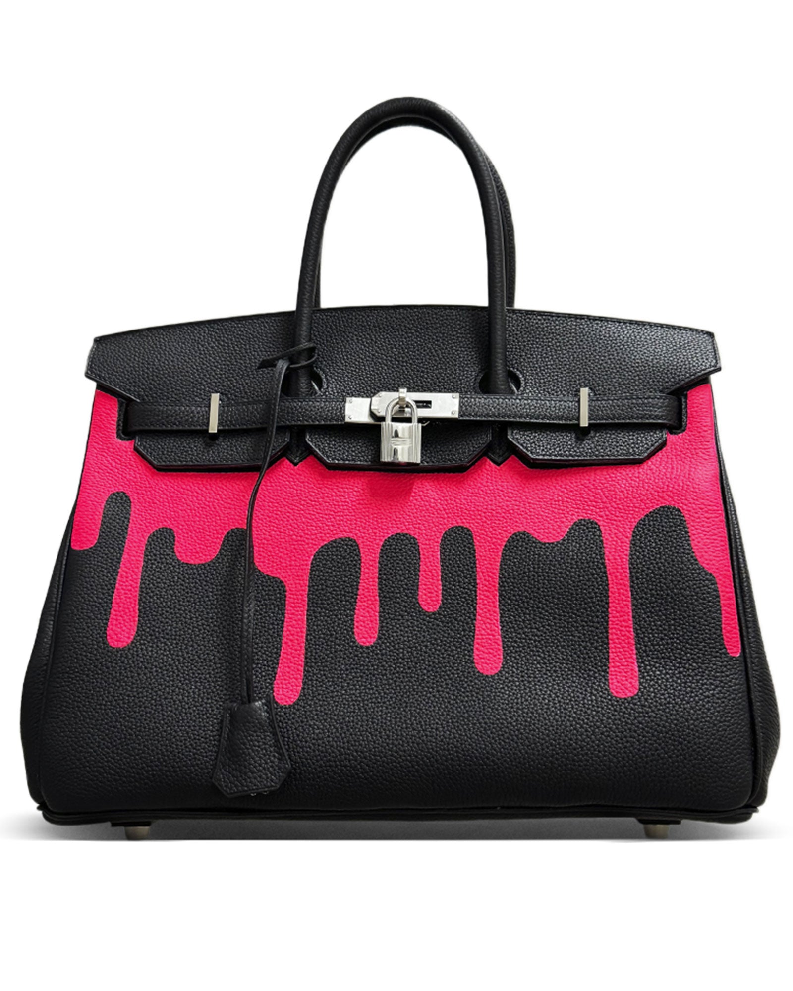Philip Karto PK.01 Art Is Freedom Birkin bag in pink with hand-painted drip effect on leather.