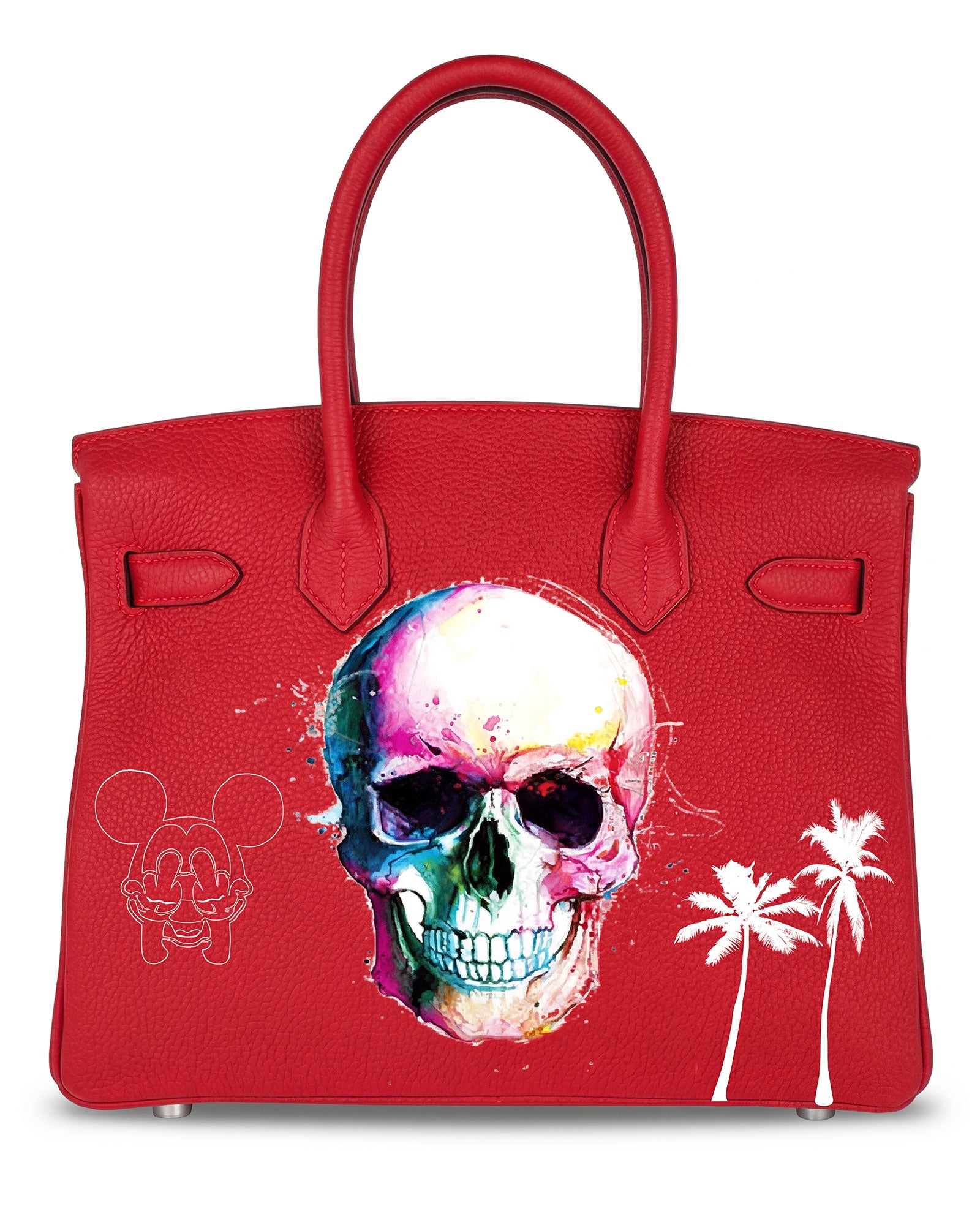 Back view of Philip Karto PK.02 Skull Love Rock Birkin bag created from vintage Hermès leather
