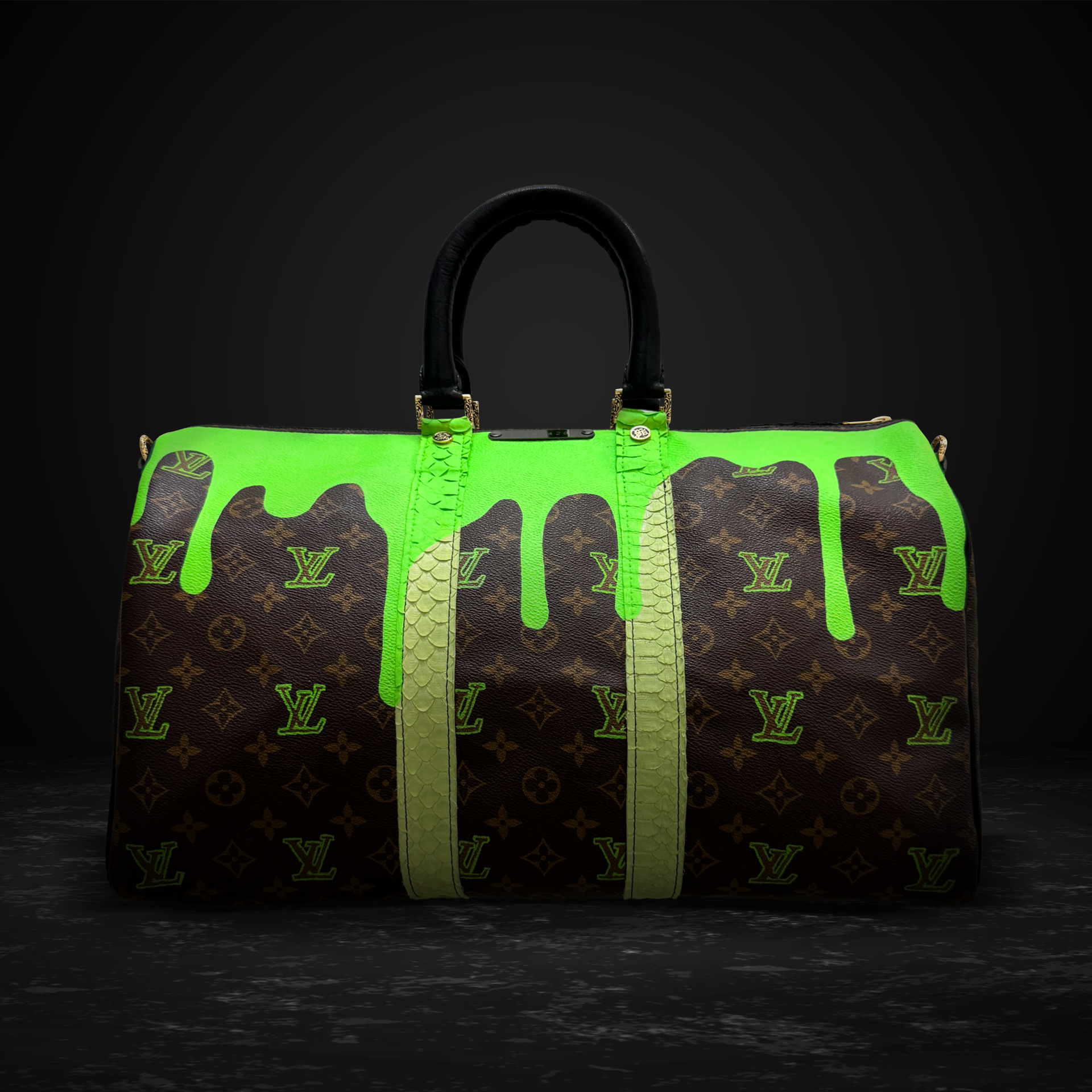 Art is Freedom Green-Vintage Louis Vuitton Upcycled & Hand-Painted
