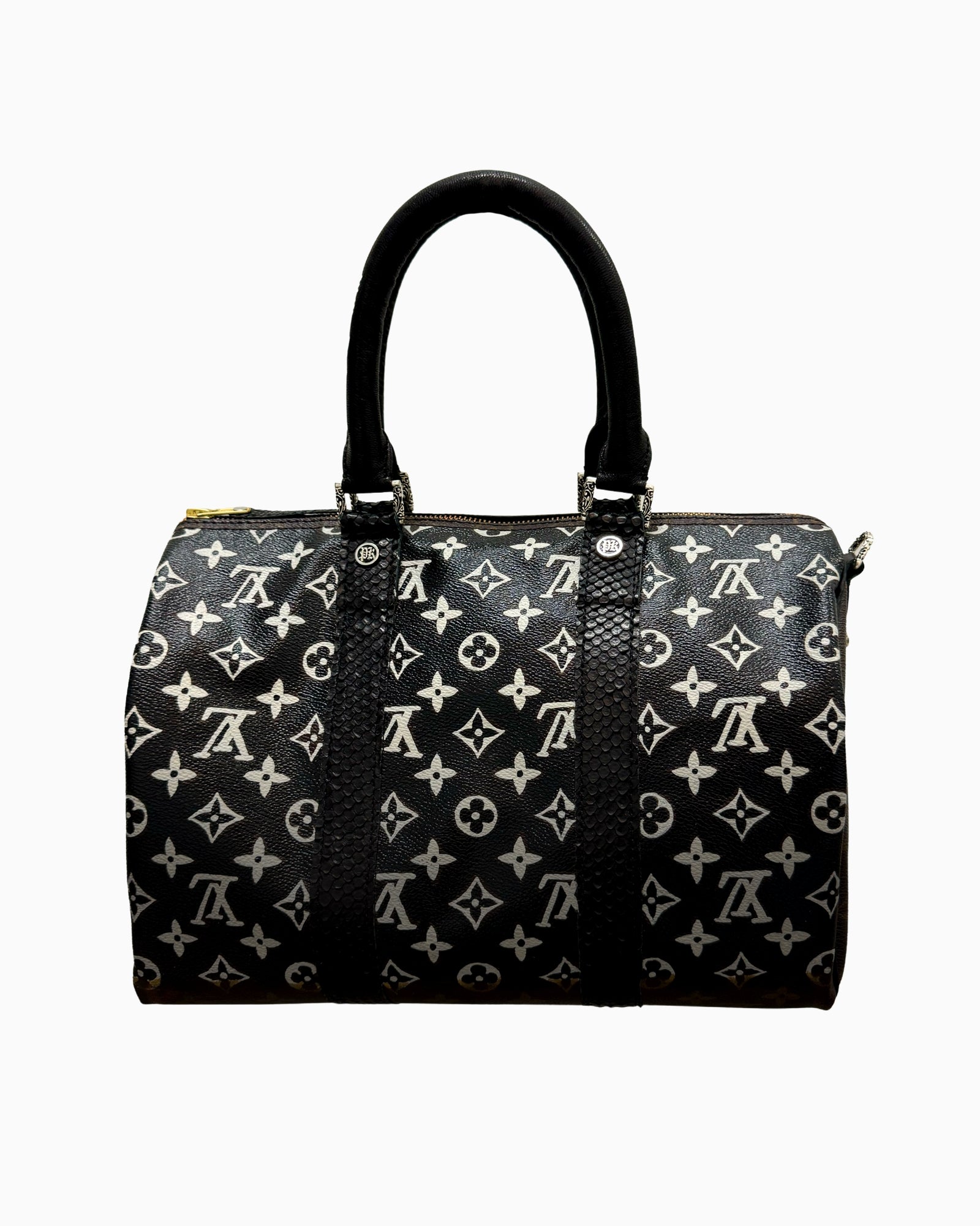 Philip Karto PK.02 Simple Black Speedy bag 40 hand-painted on vintage Louis Vuitton monogram canvas