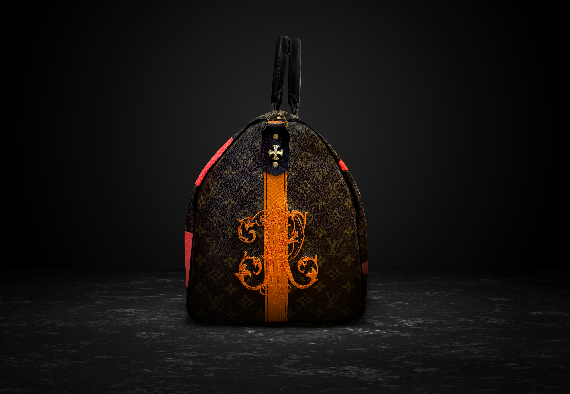 PK Square Orange – Vintage Louis Vuitton Speedy 30 Upcycled & Hand-Painted Designer Bag by Philip Karto