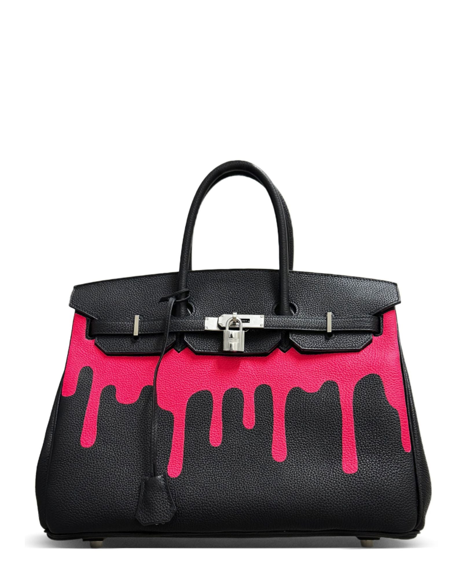 Philip Karto PK.01 Art Is Freedom Birkin bag in pink with hand-painted drip effect on leather.