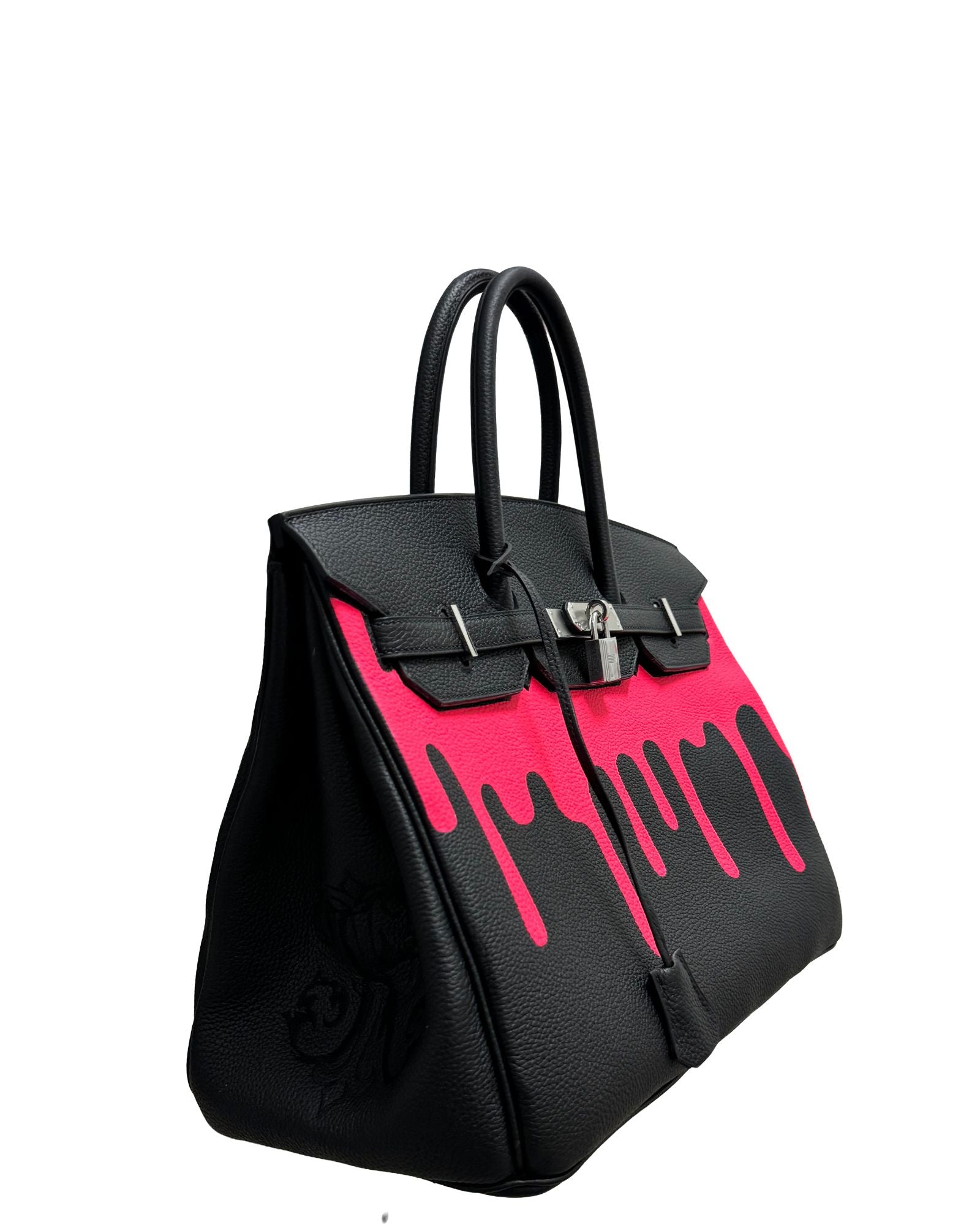 Philip Karto PK.01 Art Is Freedom Birkin bag featuring hand-painted drip effect on leather