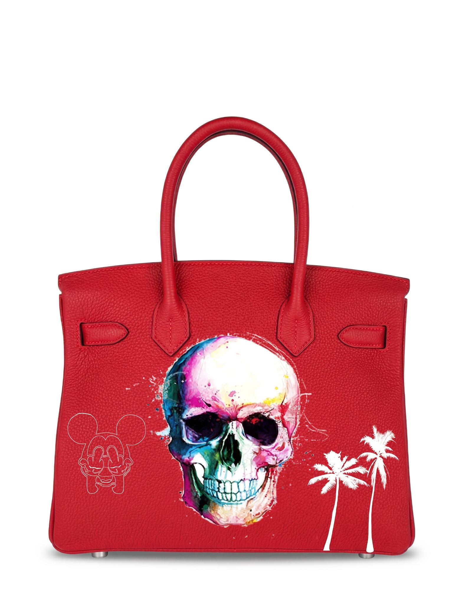 Back view of Philip Karto PK.02 Skull Love Rock Birkin bag created from vintage Hermès leather