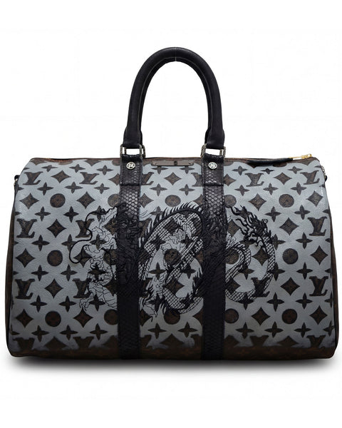 d*9様 Louis Vuitton ブラッククリスタルリング Hand-Painted Louis Vuitton Keepall, Black Dragon Edition | Philip