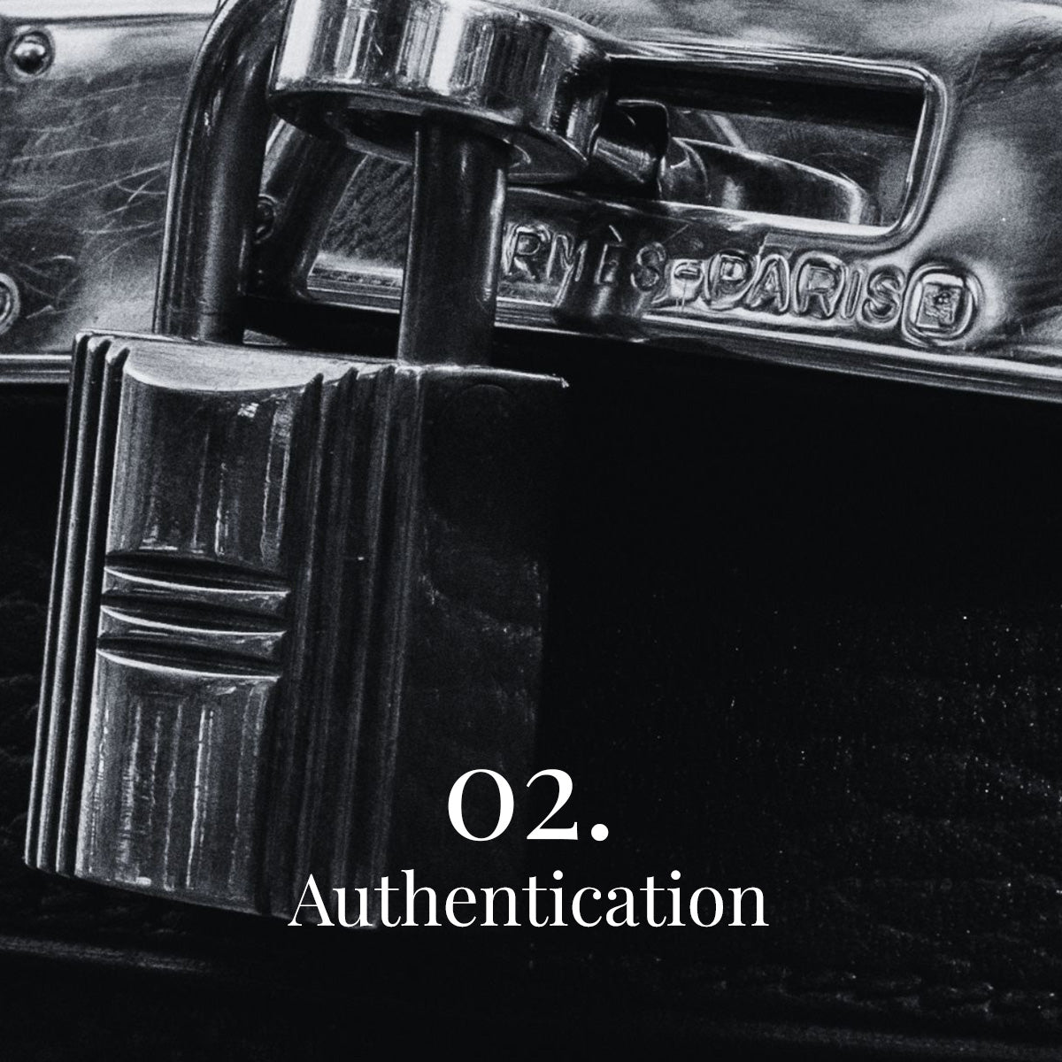 Authentication process step for a Philip Karto bag. Showing Step 2