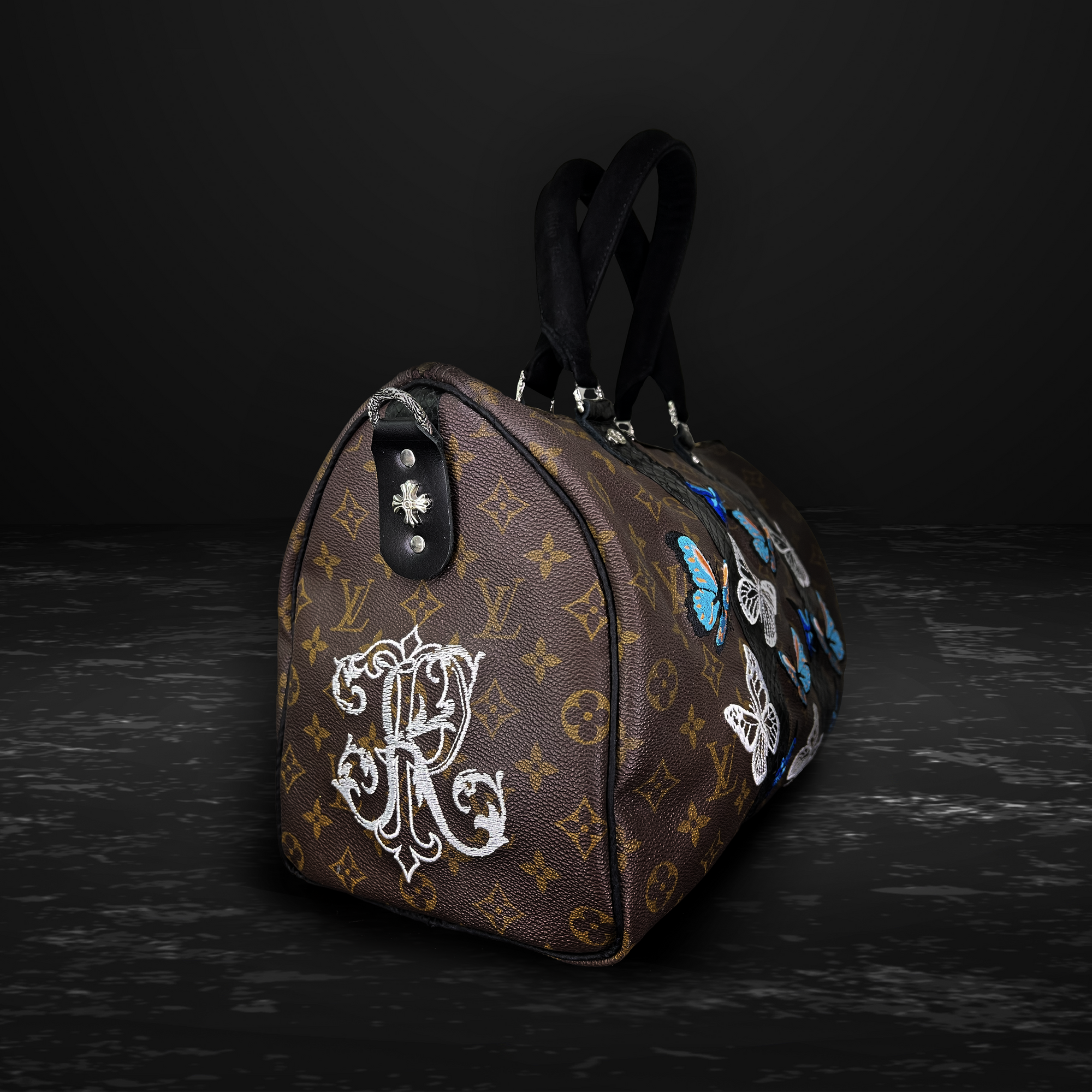 ButterFly Keepall 55 cabin size bag with silver brass pieces